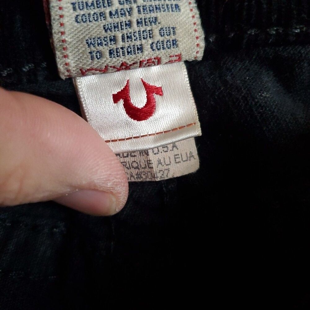 True Religion 29 Corduroy Shorts Womens Black Cuffed Y2K Made in USA Stretch - Picture 9 of 15
